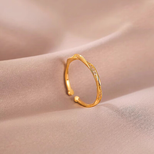 Mu Shen 18K gold plain ring opening adjustable index finger thin open ring
