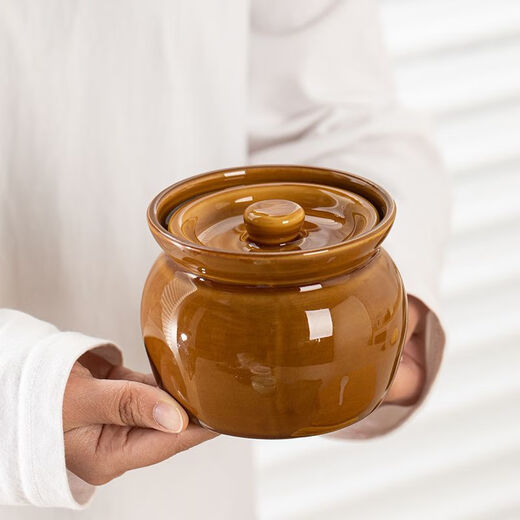 Oupinyuan earthenware stew pot water-proof red bird soup steamed egg stew pot with lid soup pot Chinese Shaxian snack ceramic simmering soup pot white 500ML single pack