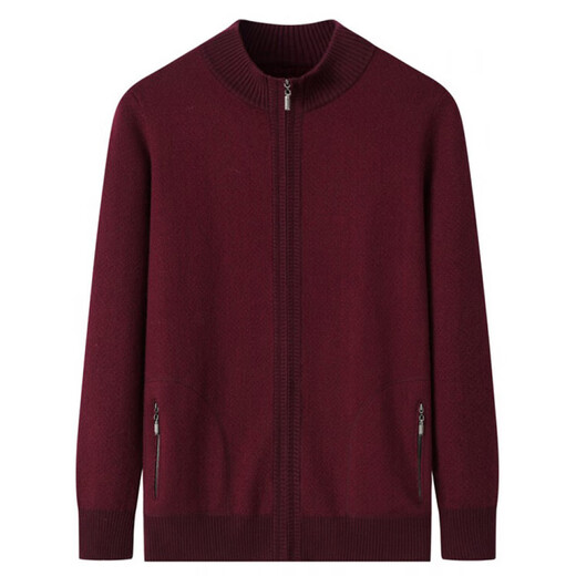 KING DEER middle-aged and elderly men's cashmere sweater half turtleneck zipper pocket thickened cardigan loose large size wool dad grandpa sweater gray 2XL 185 size 165-185Jin Jin is equal to 0.5 kg