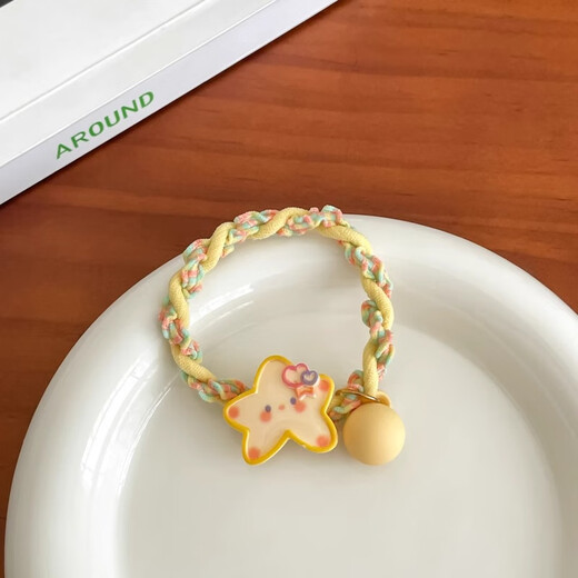 Jay Weiyi yellow star hair band cute internet celebrity temperament rubber band high elasticity and durable hair tie hair rope ponytail BH-FQ125# hair rope pair
