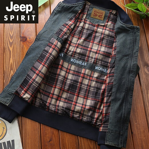 JEEP SPIRIT春季牛仔外套男韩版青年宽松春秋飞行员工装夹克大码棒球服潮 687深蓝 S
