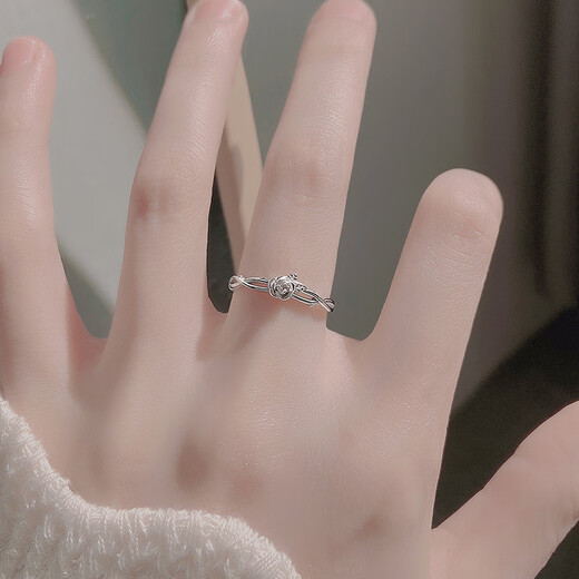 BXES925 sterling silver rose ring female niche bestie index finger ring light luxury ring open ring tail ring cross rose ring anti-oxidation sealed bag