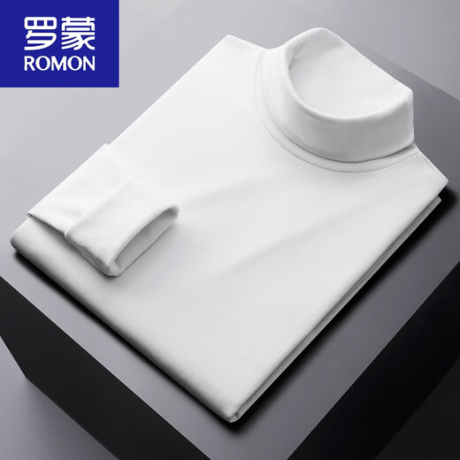 ROMON autumn and winter turtleneck bottoming shirt men's long-sleeved T-shirt pure cotton brushed top men's fit solid color turtleneck autumn clothing trendy dark gray (pure cotton brushed) XL