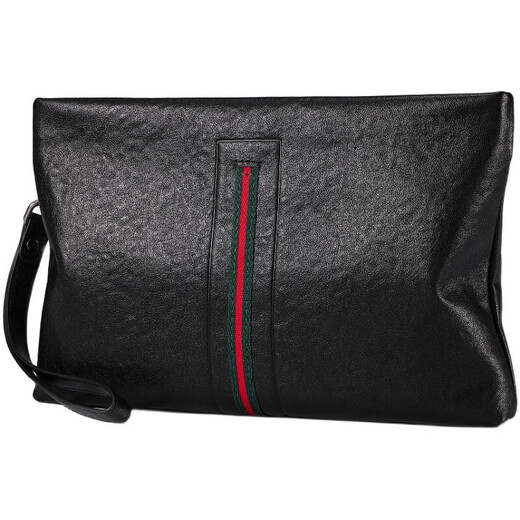 Marcue karos men's handbag new trendy brand business genuine leather clutch bag first layer cowhide fashion clutch large capacity envelope bag M2022006 black