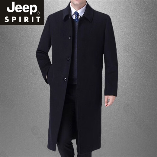 Jeep Spirit Long Wool Plush Chop para hombres sobre la rodilla Otoño e Invierno Ropa para personas de mediana edad y ancianos además de la gabardina de lana en terciopelo para hombres Long Navy Azul (sin terciopelo agregado en primavera y otoño) M 170 sugiere 100-125 Jin [Jin equivale a 0.5 kg]