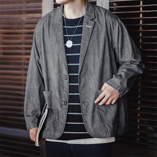 
Maden workwear imitation ice dye ice flower suit jacket pure cotton loose casual daily flat collar suit jacket men spring meteorite lime XL