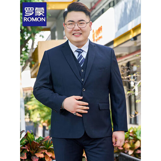 Luo Meng plus size suit men's suit plus fat plus fat man business formal suit jacket wedding dress casual two-button large size black single suit top + tie 4XL /190 recommended 165-185Jin Jin equals 0.5 kg