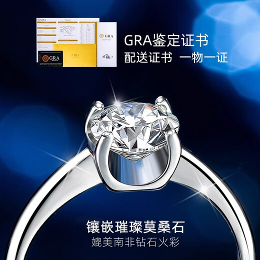 EothPT950 Platinum Four Claws 1 Carat Moissanite Diamond Ring for Women Platinum Valentine's Day Birthday Gift for Girlfriend PT950 Platinum Four Claws Moissanite Ring + Certificate