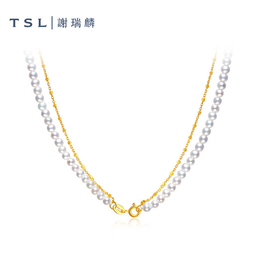 谢瑞麟（TSL）珍珠项链女款925银双层链套链生日BE687 长度约45cm