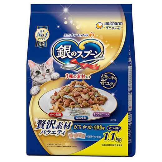 Xu Shansi UNICHARM Japanese origin unicharm Unicharm silver spoon all-stage small fish dry cat food to reduce broken bag 15-year-old kidney care 1.1kg
