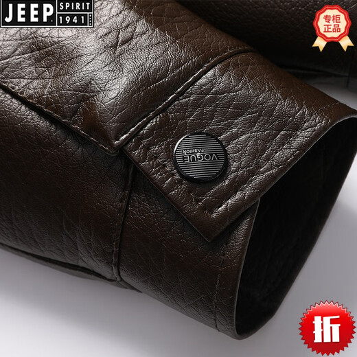 JEEP SPIRIT 2026 new middle-aged and elderly men's leather jacket with velvet and thickened dad autumn and winter coat grandpa winter leather jacket black zipper style 58 weight 155-170 Jin Jin is equal to 0.5 kg