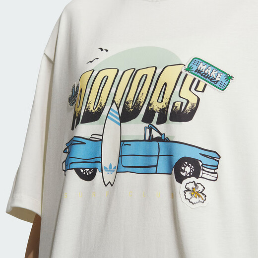 Adidas 阿迪达斯  SMR GFX TEE SS三叶草夏女子运动短袖T恤T桖 IW6296 2XS