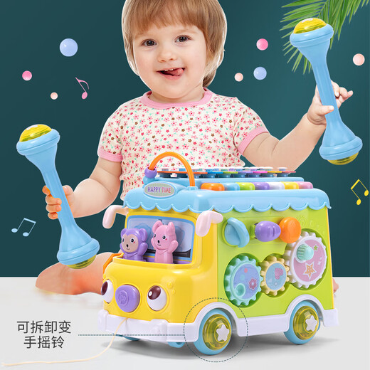 活石幼婴儿玩具儿童0-1岁六面体一岁宝宝玩具蒙氏早教益智玩具1-3-6岁 超大号+2沙锤+清脆双钢琴/乐谱 61六一儿童节礼物