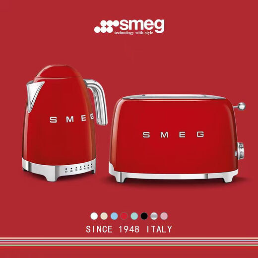 SMEG Classic Set Red Home Electric Kettle Automatic Power Off Insulation Kettle KLF04 + Retro Toaster Toaster Toaster TSF01