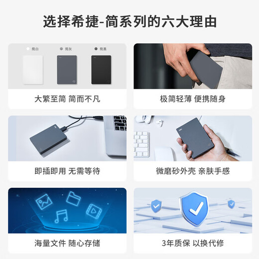 Seagate (SEAGATE) Mobile Hard Drive Simple Series Package Version USB3.0 2.5-inch High-speed Portable Mechanical Hard Drive Compatible with WIN MAC PS4 Simple Dark Night Black TYPEC Cable + Hard Drive Package Package Version 5TB