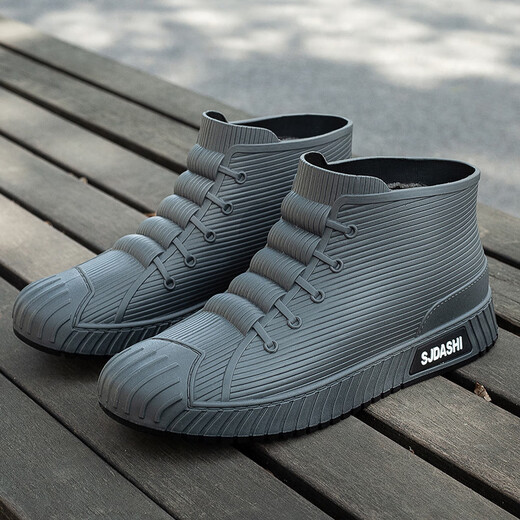 Aolie nuevas botas de lluvia ropa exterior impermeable para hombres estudiante de moda tubo corto trabajo para todas las estaciones botas de lluvia antideslizantes zapatos de goma para adultos negro 39