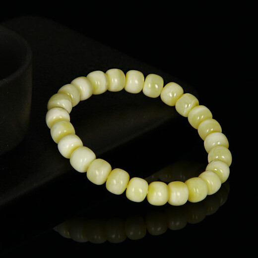 Jiale Amber White Wax Bracelet for Men and Women, Beeswax Bucket Bead Bracelet, White Flower Wax Bracelet, Birthday Gift for Girlfriend, About 8mm8.5-10g 15-17/A0273 Dida
