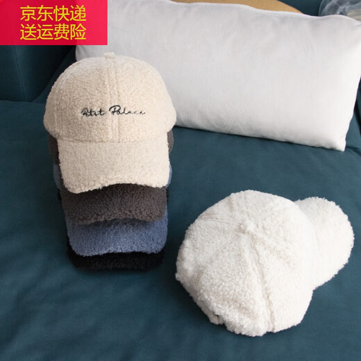 宝格妍羊羔毛帽子女秋冬韩版刺绣字母棒球帽时尚百搭毛绒鸭舌帽男潮学生 A12210Rtt绣羊羔绒棒球帽 灰色 均码 （56-58cm）