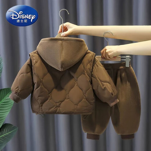 Disney Boys Autumn and Winter Cotton Clothes Set 2025 New 1-9 Years Old Children's Vest Three-piece Set Winter Thickened Clothes for Outerwear Gray Winter Thickened Three-piece Set 100