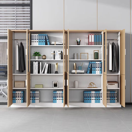 Yusenyi file cabinet wooden file cabinet information cabinet storage cabinet bookcase glass lockable office cabinet color five-door bookcase package delivery