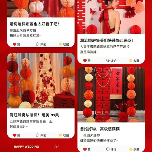 京唐婚庆节婚房布置套装结婚装饰蜂窝球立柱婚礼喜庆用品男女方订婚