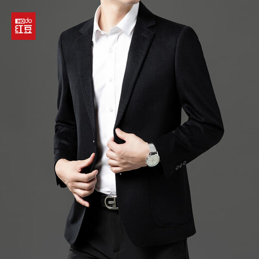 Hongdou Wool Suit High-end Casual Suit Men's 2025 New Autumn and Winter Suit Jacket Black M