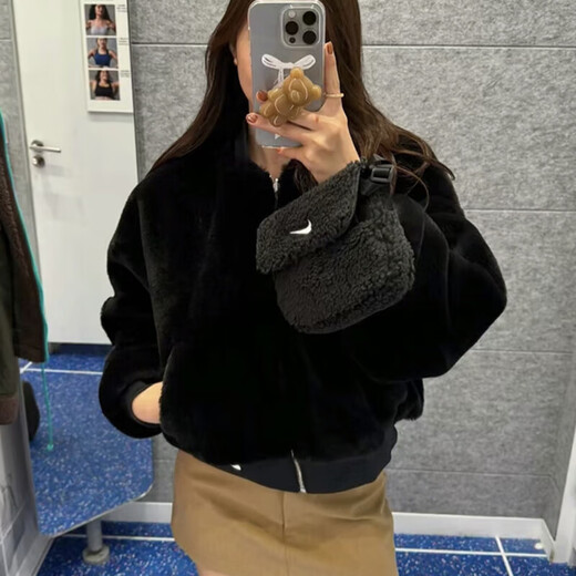 耐克（NIKE）外套女装秋冬新款运动服加厚保暖环保皮草上衣夹克FB8693-838 FB8693-010黑色双面穿 S