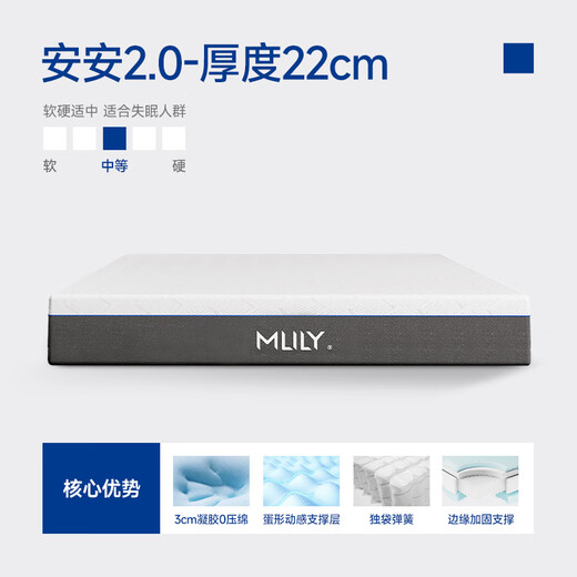 Dream Lily An'an 2.0 government-subsidized gel memory foam silent single-bag spring spine mattress 1.5x2 meters with moderate softness and hardness