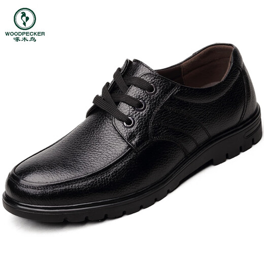 Woodpecker Chaussures en cuir masculin authentique en cuir automobile et hiver deux chaussures de coton liées extra taille 45 Version coréenne 46 Breathable 47 Casual 48 British 49 9901 Black [Four Seasons] 38