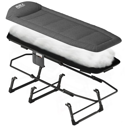 Nanjiren folding bed recliner single bed office nap chair folding nap bed companion bed simple camp bed light hemp gray
