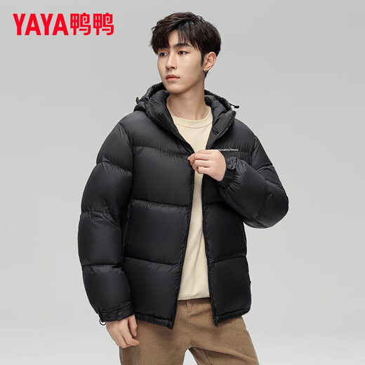 鸭鸭（YAYA）羽绒服男短款2024冬季新款加厚潮流面包服休闲百搭外套 黑色 XL (180)