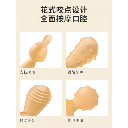 Beingmate beingmate rabbit teether baby anti-eating hand small month old baby molar stick 6 months oral period toy chews 4 brown yellow-rabbit teether comes with storage box 1 pack