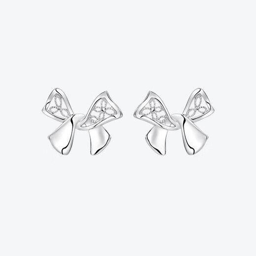 Meluxe soft light butterfly PT950 platinum earrings ribbon bow hollow earrings birthday gift about 3.41g/pair