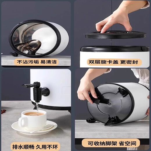 304 Stainless Steel Milk Tea Insulated Bucket Soy Milk Bucket Commercial Large Capacity Insulated Bucket Milk Tea Shop Herbal Tea Bucket with Faucet Genuine 304 Benxi Steel Milk Tea Bucket (Supports Potion Testing) Extra Thick 8L Three-layer Insulated Bucket Approximately 12 Jin Jin equals 0.5 kg of water