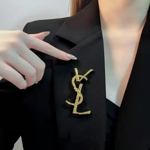 SNQP Letter Brooch Lapel Pin Women's Crystal Corsage Style Suit Coat Small Fragrance Retro Pin Snake Pattern - Bronze
