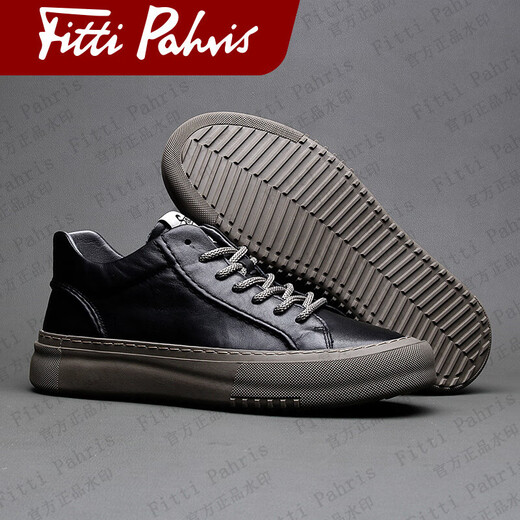 Fitti Pahris light luxury men's shoes 2025 winter new first-layer cowhide shoes men's anti-odor sneakers men's European station British shoes men's black genuine cowhide + hand-stitched 40