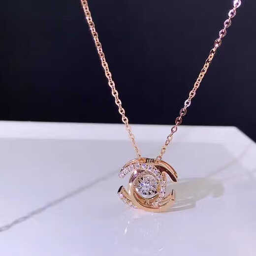 DL 1998 Fat Donglai same style double ring 18K rose gold necklace gold double C smart diamond female color gold light luxury pendant clavicle chain double C smart diamond necklace rose gold
