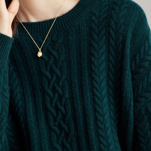 Shexi (Srcr) 39-count thick 100% wool sweater for women, thick cable sweater with autumn and winter warm knitted base layer