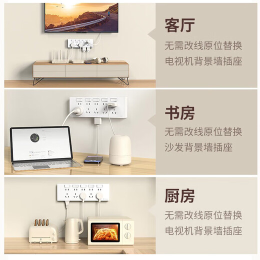 International Electrician Type 86 Concealed Expansion Socket with Switch Hotel Dormitory Wireless Multi-hole Conversion Wall Plug Home 250V Multi-Function Expansion Panel Champagne Gold-Five Open 35 Holes Expand to the Right