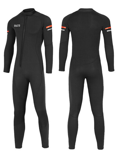 1.5/3MM one-piece wetsuit, warm sea swimsuit, paddleboard, windsurfing, motorboat rescue, cold-proof wetsuit, 3MM black men's front zipper + knee wear-resistant 4XL