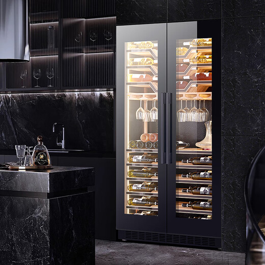 Odino seamless stealth fully embedded frequency conversion double-door integrated constant temperature wine cabinet ultra-thin home living room red wine cabinet commercial hotel club large capacity wine cabinet high configuration (frequency conversion)