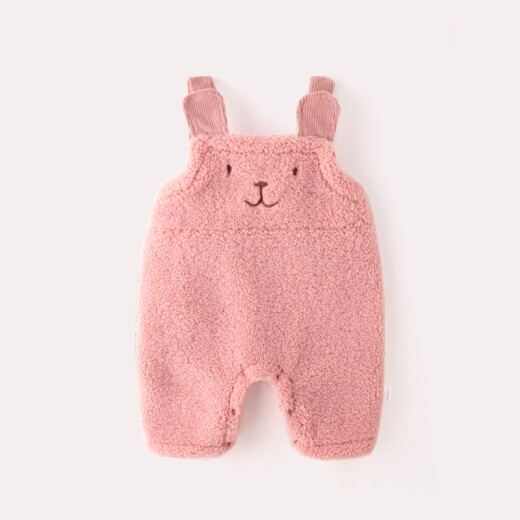 Dudu baby overalls winter style openable crotch pants for girls, men's velvet cute children's trousers, baby pants, winter clothes, pink tag 100, recommended height within 100cm