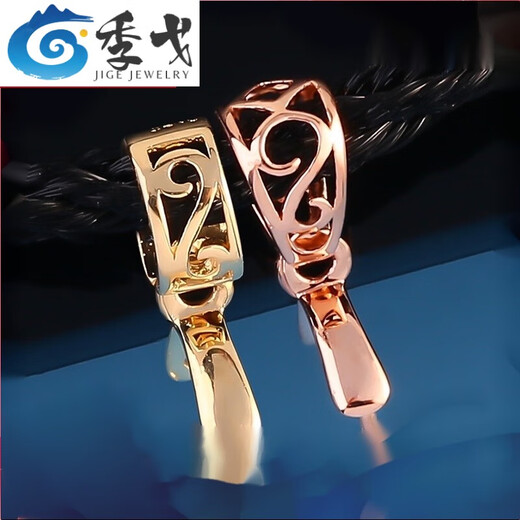 Ji Ge 18k gold buckle jade pendant melon seed buckle pendant clip buckle accessories jade card buckle melon seed small_K rose gold straight hole_long clip