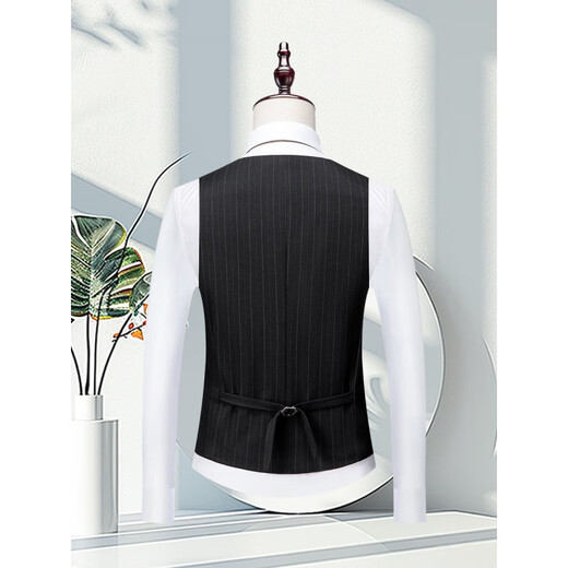 DVHNMK luxury brand men's suit suit men's formal business casual wedding dress double-breasted striped suit dark gray (suit + trousers) ready for delivery M (recommended 95-110 Jin Jin equals 0.5 kg) ready for delivery