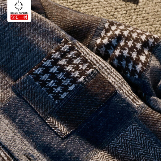 Kuraishi Kazuki trendy brand Pi Shuai 2025 spring and autumn lapel woolen shirt jacket men's thickened high-end light luxury casual plaid jacket brown 2XL