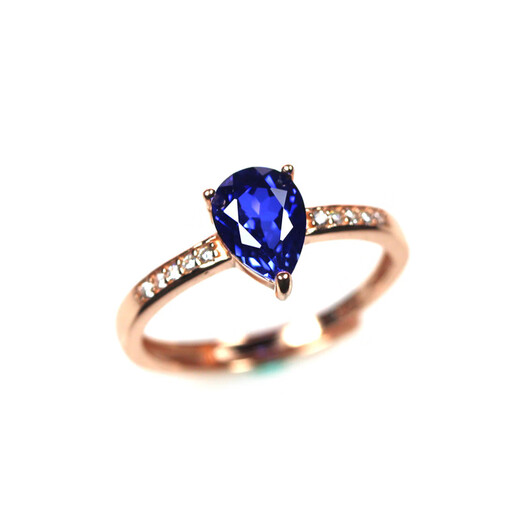 Erli drop-shaped sapphire ring women's 925 sterling silver ring tanzanite colored gemstone Japanese and Korean opening adjustable white gold