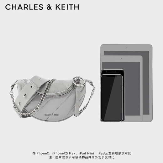 CHARLES/KEITH bag women's bag metal decoration crossbody bag waist bag women's CK2-80151023 Gray Gray S