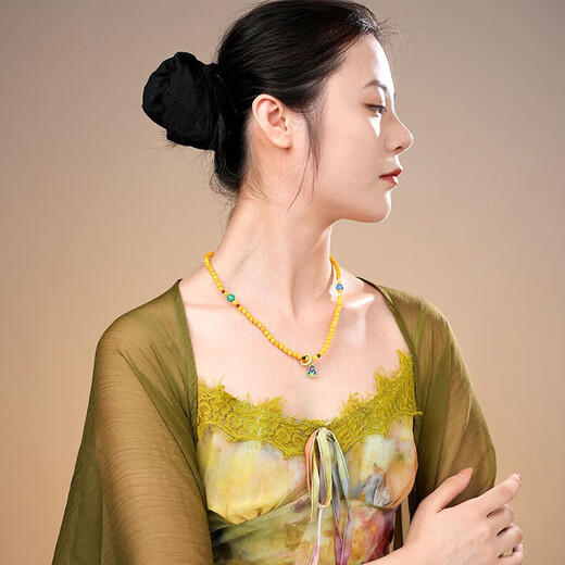 Dara (dara) old beeswax round bead long necklace Wenwan Duobao bracelet a multi-wear men's and women's Chinese Valentine's Day gift