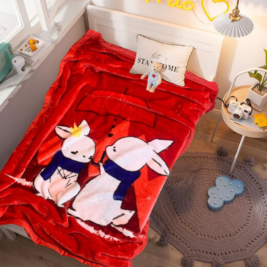 Chaosihui Kindergarten Blanket Thick Double-sided Velvet Nap Blanket Baby Student Dormitory Quilt Machine Washable Fortune Blossoms-Cloud Blanket Quilt- 200cm*230cm (about 2000g)