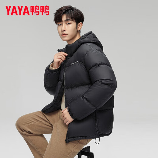 鸭鸭（YAYA）羽绒服男短款2024冬季新款加厚潮流面包服休闲百搭外套 黑色 XL (180)